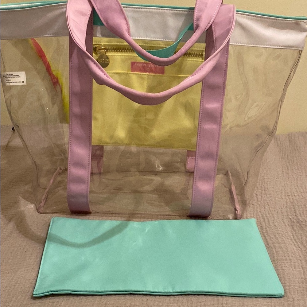 STONEY CLOVER TARGET Transparent Purple and Green Tote BEACH Bag - Picture 9 of 9